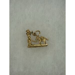 Cute Gold Tone Miner& Mule Pendant/ Charm